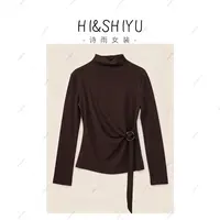 HISHIYU【环环相扣】新款半高领纯色长袖T恤百搭打底衫女