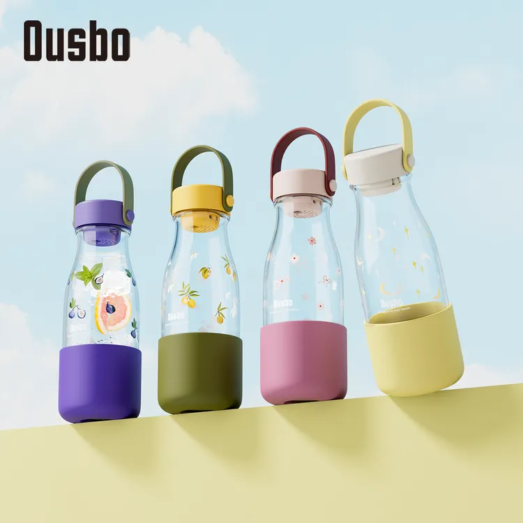 Ousbo玻璃小奶瓶女生高颜值便携密封牛奶杯耐高温车载咖啡冷泡瓶