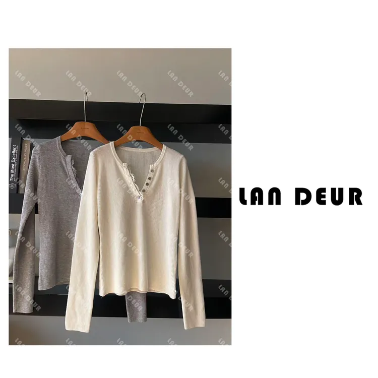 JIUJIU【梨花香】绵羊毛韩系长袖拼接蕾丝显瘦秋冬针织衫打底衫上衣