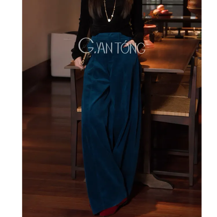 G. yantong/郭彦彤设计感灯芯绒阔腿裤休闲极简冬季保暖显瘦KZ115