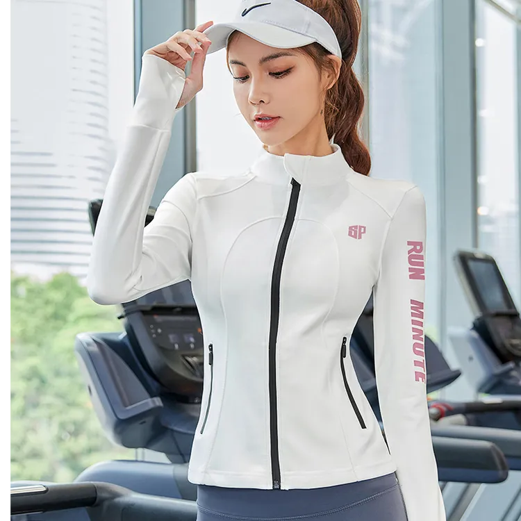 拉链款运动外套女显瘦休闲夹克立领跑步瑜珈春秋健身弹力紧身上衣