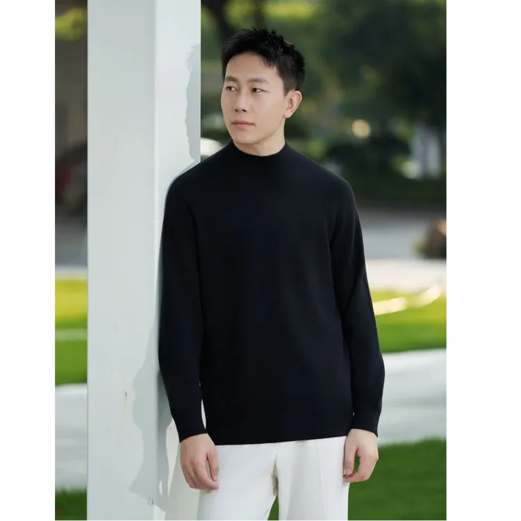 秋冬男士半高领顶奢康赛妮纱线双股加厚100%山羊绒舒适打底DD098