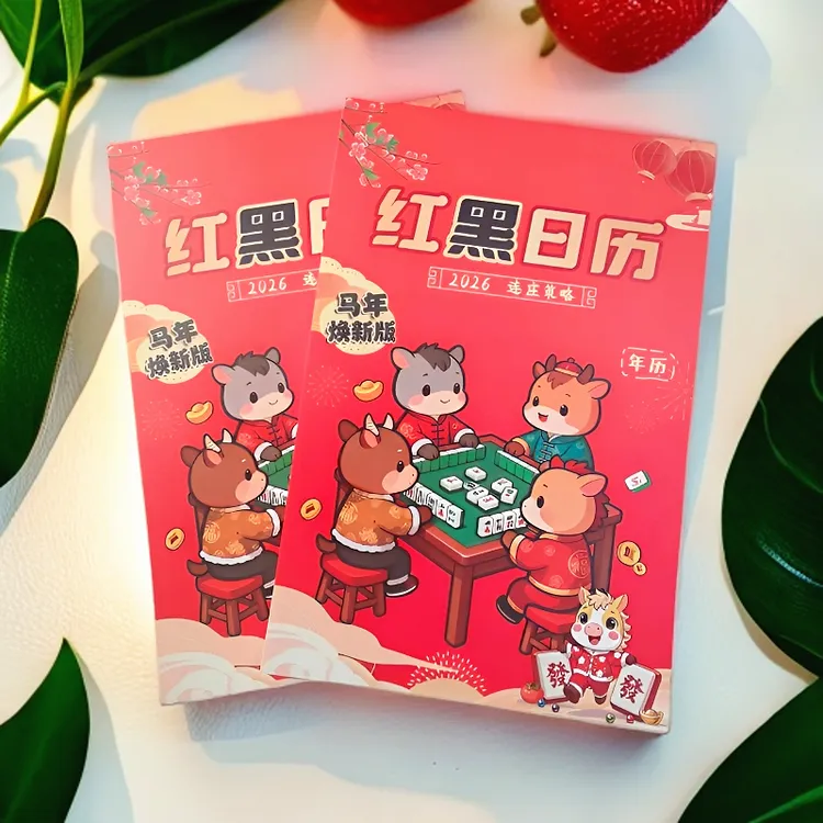 麻将专用红黑日历十二生肖择日策略实用日历连庄