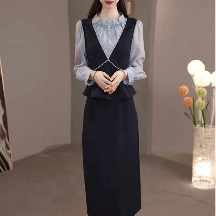 靓锦服饰套装定制C392图片色两件套优雅时尚减龄收腰显瘦秋季新款