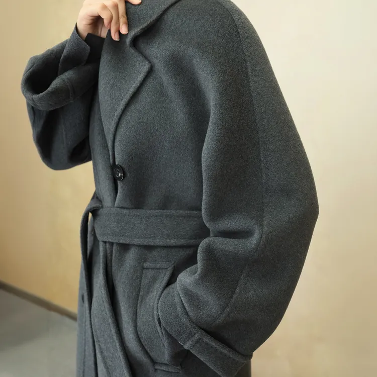 110支30%羊绒经典801双面呢大衣休闲大气轻奢长款毛呢外套女