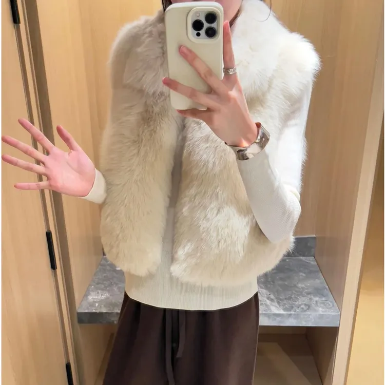 人造皮草 环保仿皮草保暖毛毛马甲女秋冬新款外穿小个子背心外套