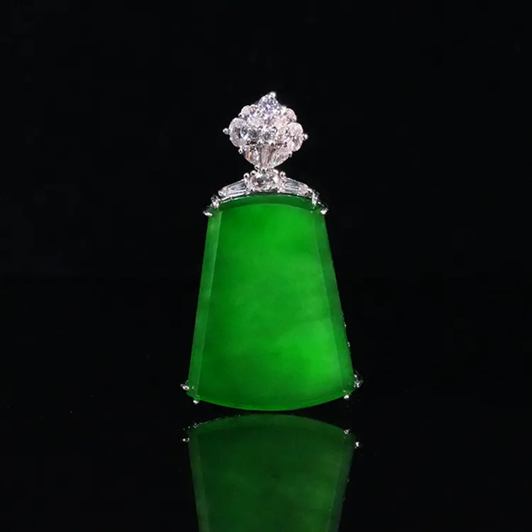 【小胖翡翠】天然翡翠吊坠A货满绿无事牌吊坠款通透大气-多样性发一商品图