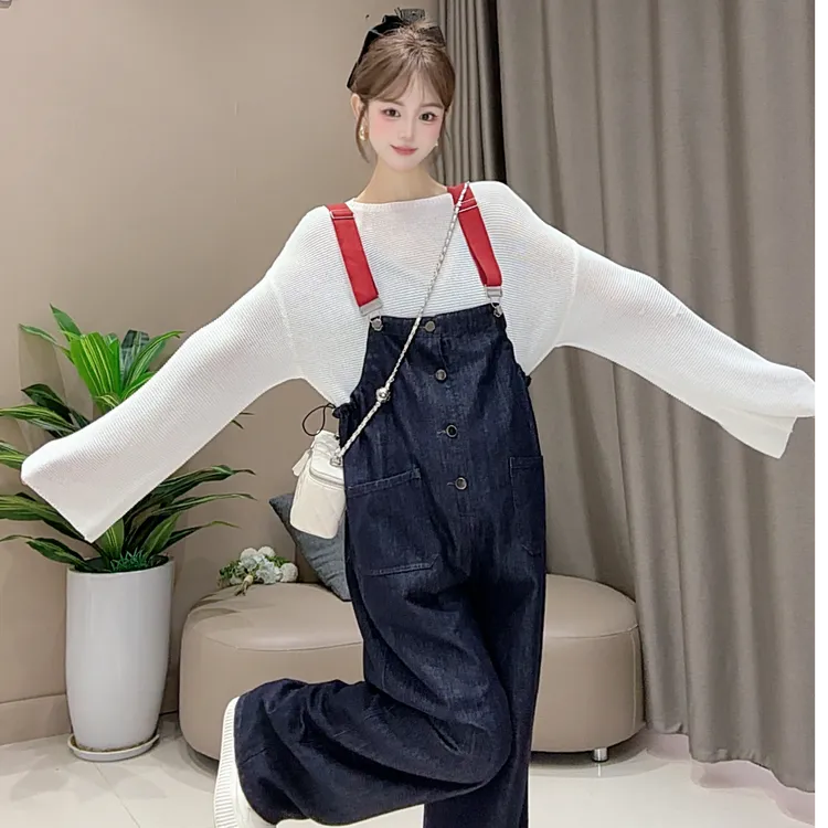 【闲趣漫装】孕妇装秋季新款盐系连体背带裤套装休闲显瘦宽松百搭