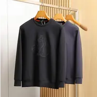 宝丫轻奢  T男式时尚宽松双面液态马头刺绣套头卫衣K3312