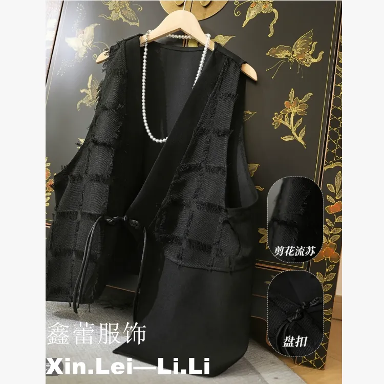 【丽丽推荐】时尚国潮风休闲百搭轻奢潮流高级感设计马夹mj82656