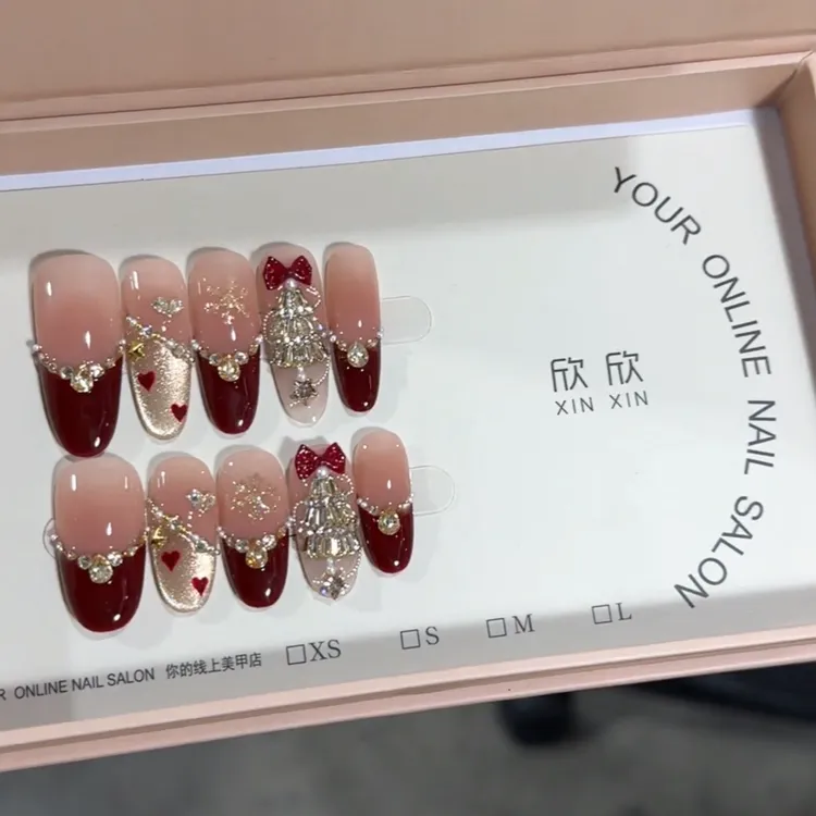 满锆发财树 - painted clear bow 纯手工穿戴甲 10片装MM