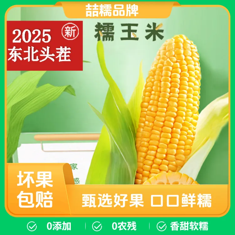 【25年头茬】东北真空锁鲜黄糯玉280克-350克整箱6斤10棒含2棒试吃