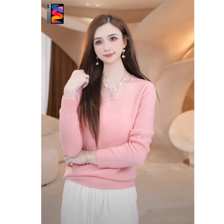 COCO BECCI【V领羊毛打底】100%绵羊毛一线成衣针织衫CFXYC331153