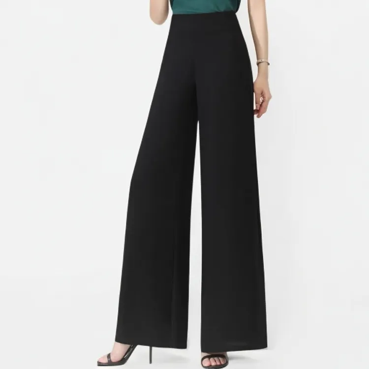 雪纺阔腿裤通勤拖地长裤女 2025年春夏季新款高腰显瘦垂感直筒裤