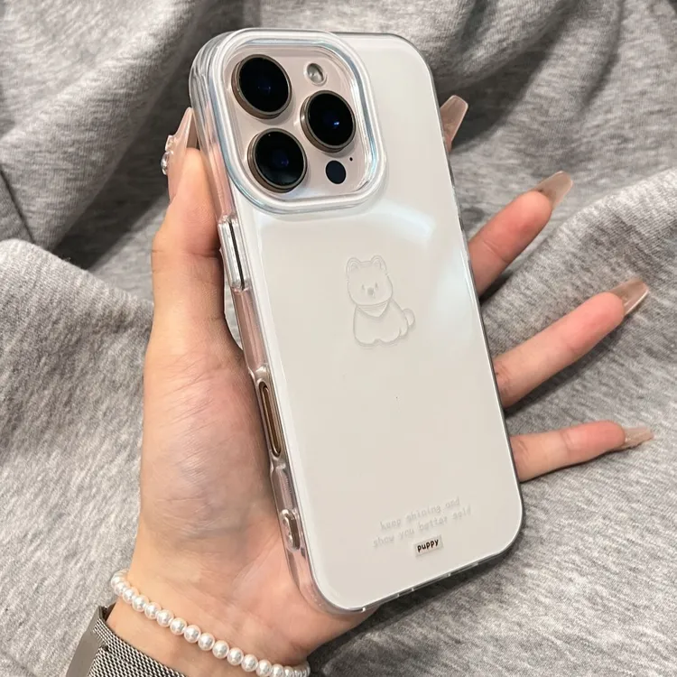 白底可爱线条西高地适用iPhone16promax手机壳苹果15新款14防摔13