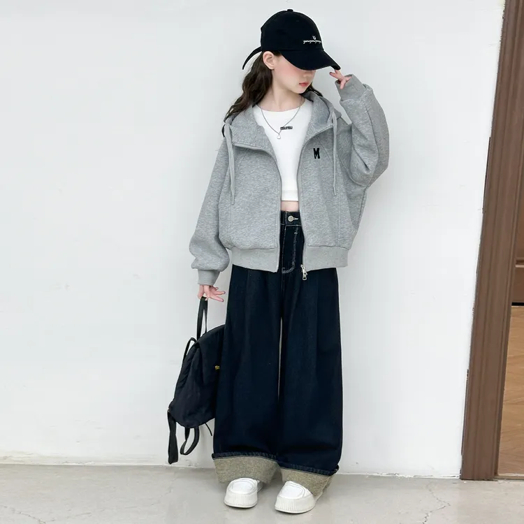 女童外套春秋2025新款洋气女孩中大儿童开衫衣服连帽卫衣秋装上衣