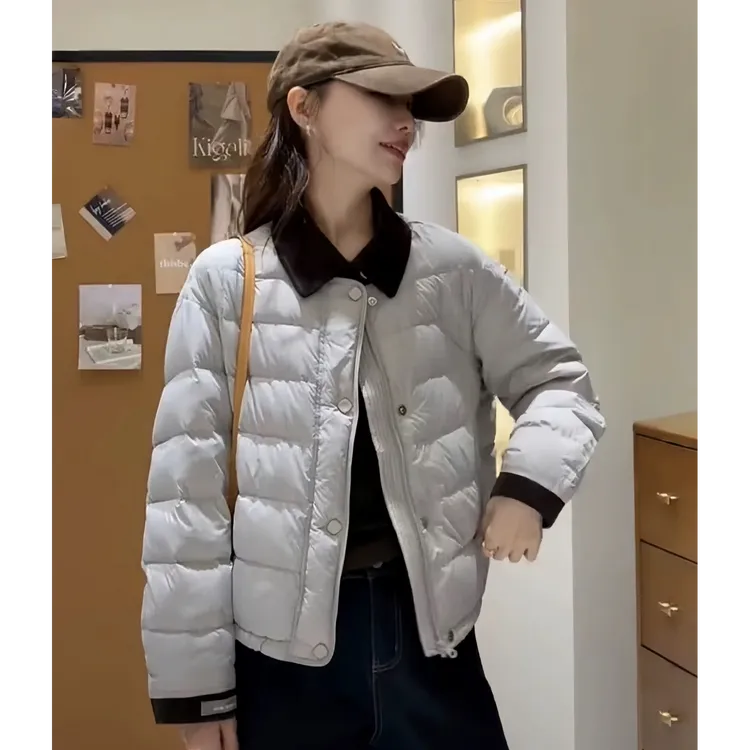 今年流行爆款白鸭绒羽绒服女2025冬季韩系时尚洋气保暖面包服外套