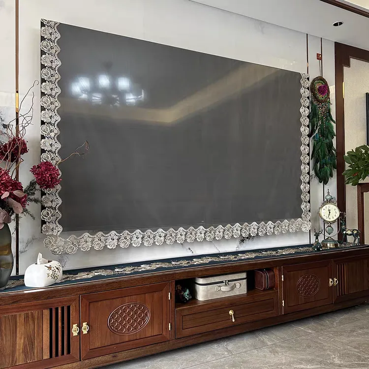 欧式新款液晶挂墙电视机罩防尘盖蕾丝曲面挂式盖巾装饰盖布大尺寸