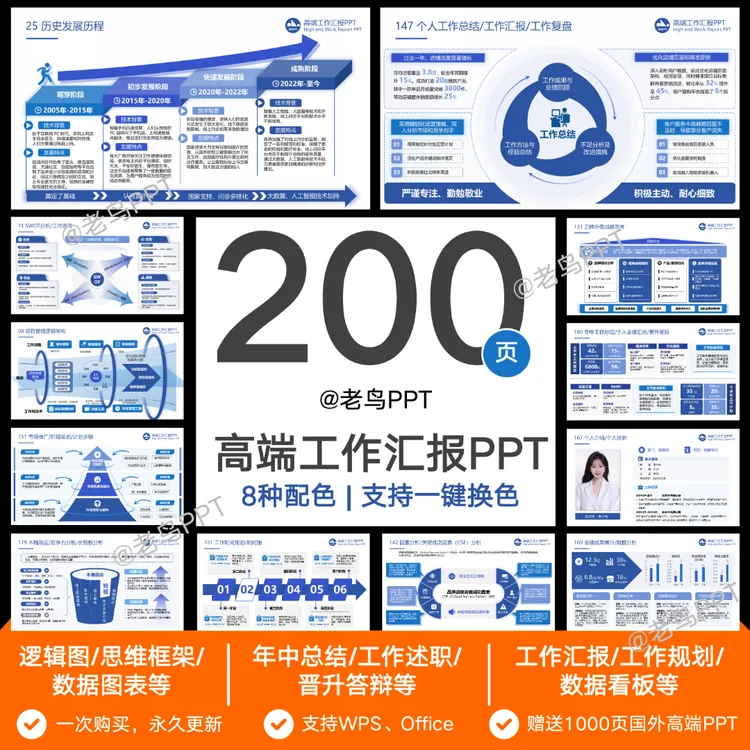 高端精美工作汇报总结PPT模板·逻辑图|麦肯锡思维|数据图表