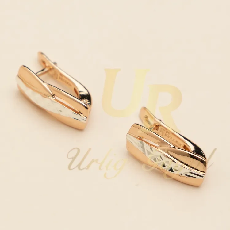 合金锆石耳饰 UR【顺丰包邮-无运费险】双色八喜耳扣  玫瑰金色耳饰