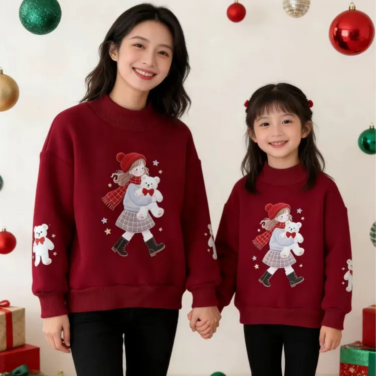 【拜年服】2026新款儿童加绒加厚拜年卫衣男女童葵花绒卡通印花洋气