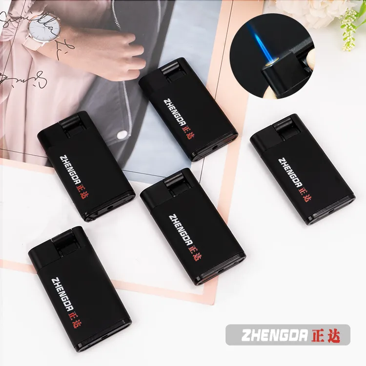 正达ZHENGDA创意打火机防风摇杆蓝焰直冲金属批发商超小店可充气