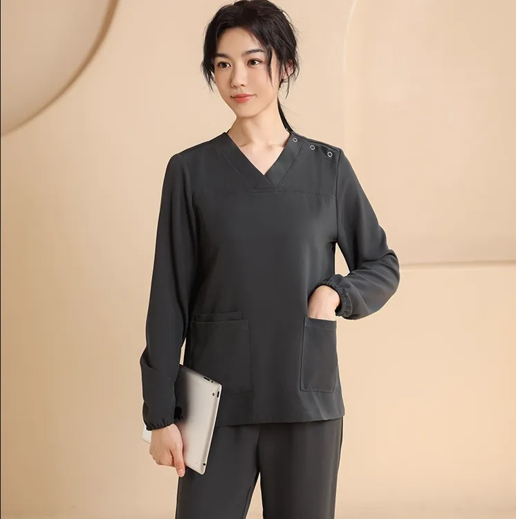 韩国高端医生口腔女护士长袖工作服洗手服男款秋冬套装美容院医院