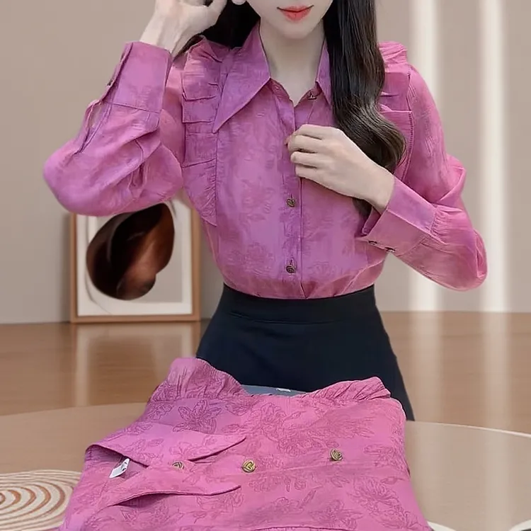 气质甜美时髦刺绣设计感衬衫女2025春季新款洋气高级别致潮流上衣