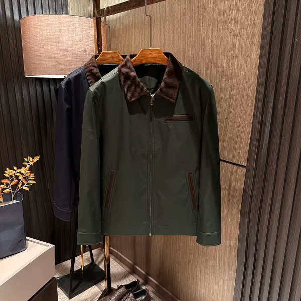 【意式老钱风 灯芯绒拼接】2025秋装男士简约百搭纯色翻领夹克外套