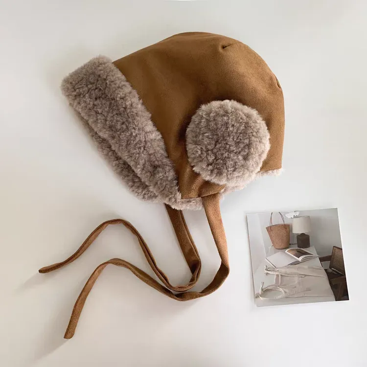秋冬加厚保暖毛绒护耳帽子女户外滑雪防寒防风百搭套头帽
