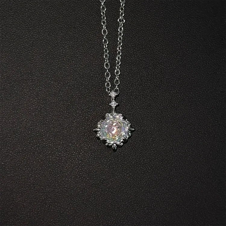 钛钢项链 彩虹八角千禧玫瑰坠链小众轻奢情侣百搭项链高级感配饰