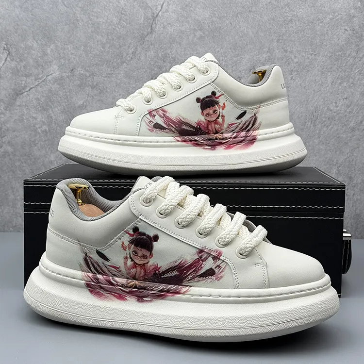 纪诗哲爆款男鞋新款时尚潮流男板鞋百搭哪吒图案小白鞋运动休闲鞋