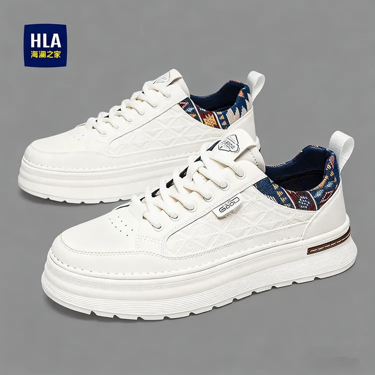 HLA/海澜之家鞋子男款2025秋季皮面小白鞋运动休闲鞋时尚百搭板鞋