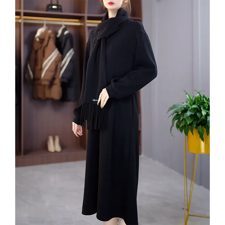 24268F秋季新款时尚气质显瘦修身减龄长袖女装真二件套