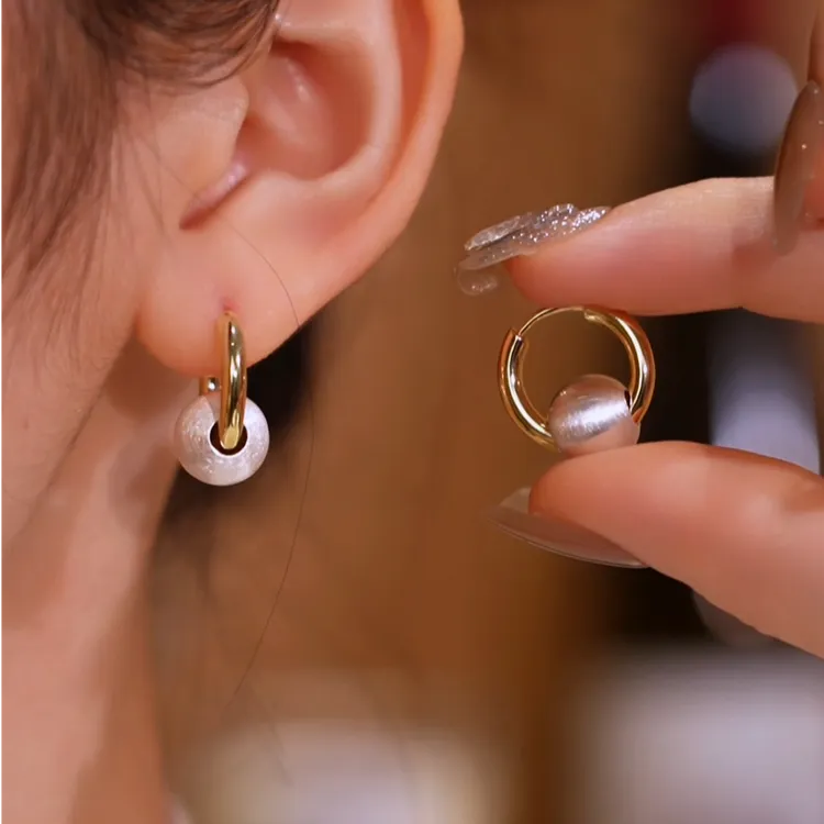 925银针耳饰 【24号】小众设计感拉丝球球个性气质百搭圈圈耳饰