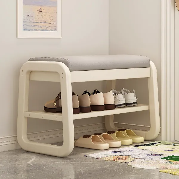 实木换鞋凳门口家用储物入户窄小穿鞋凳可坐鞋柜奶油风试衣间凳子