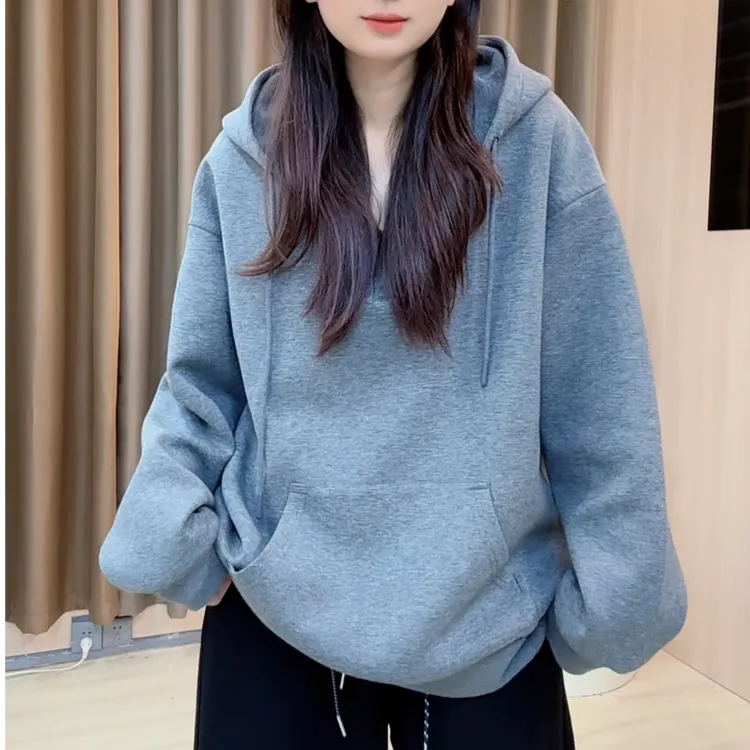 2025秋季新款女装韩版百搭休闲宽松连帽卫衣不加绒上衣B218