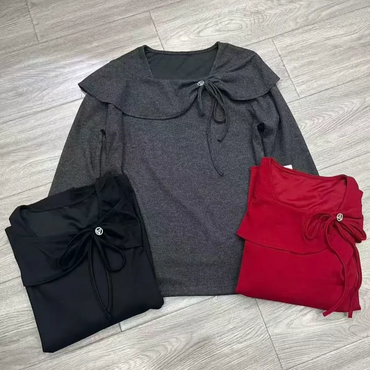 “Daying”6610双面暖绒荷叶领百搭洋气打底上衣