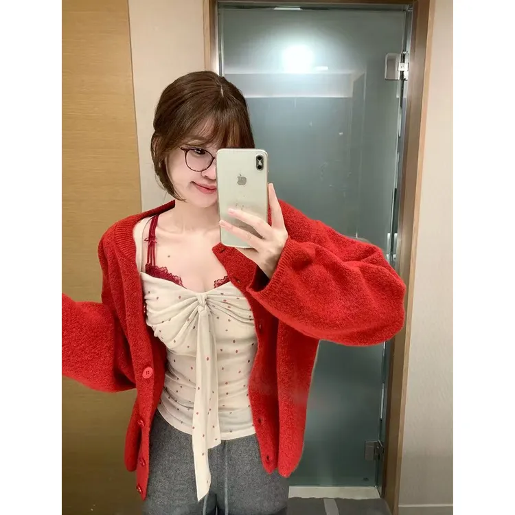 甜美绑带长袖T恤女冬季修身内搭+针织开衫秋冬季百搭毛衣Q 5013#