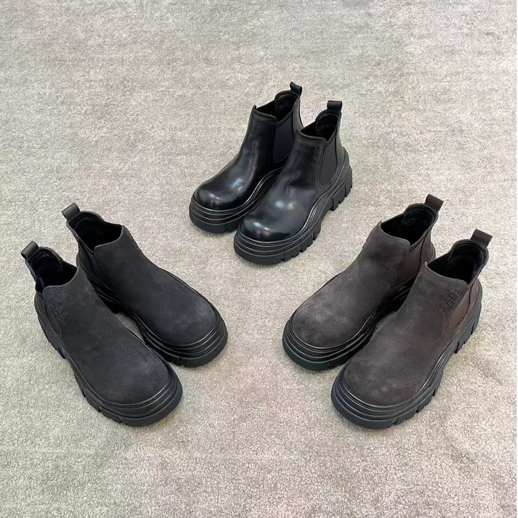 【加绒】冬季时尚百搭厚底男款加绒切尔西皮靴