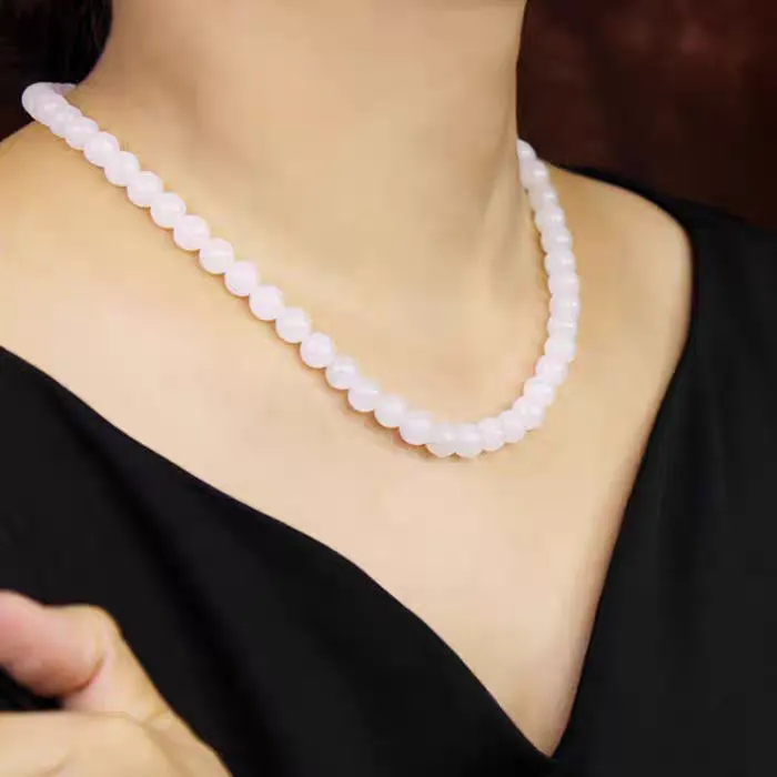 羊脂白玉男女款复古风毛衣链锁骨链