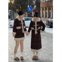 【张张定制】冬季网红青春风时尚套装复古毛呢两件套6107