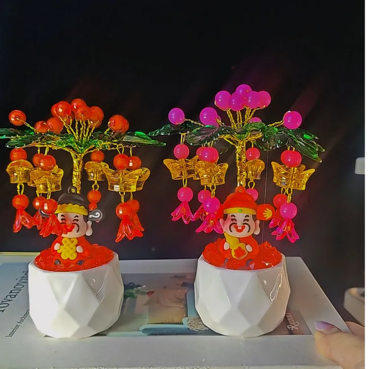 （翔妈手工）前途无量有钱花盆栽 切面珠手工串珠材料包 