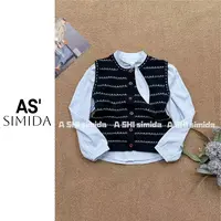 SIMIDA诗觅  韩系设计款衬衣+毛织背心两件套