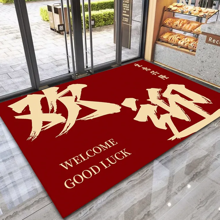 欢迎光临地毯商用防滑红色地垫店铺入户门垫商铺饭店迎宾脚垫进门