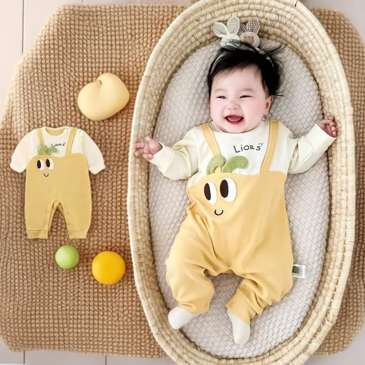 春秋款布灵布灵大眼睛连体哈衣男女宝宝婴幼儿可爱卡通假两件爬服