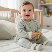 石墨烯条纹分体套装婴幼儿棉衣保暖两件套秋冬季棉服夹棉