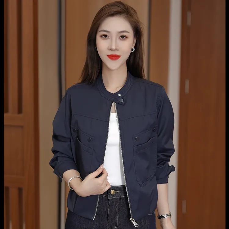 时尚休闲春秋短款外套立领宽松显瘦女士秋季韩版小个子上衣