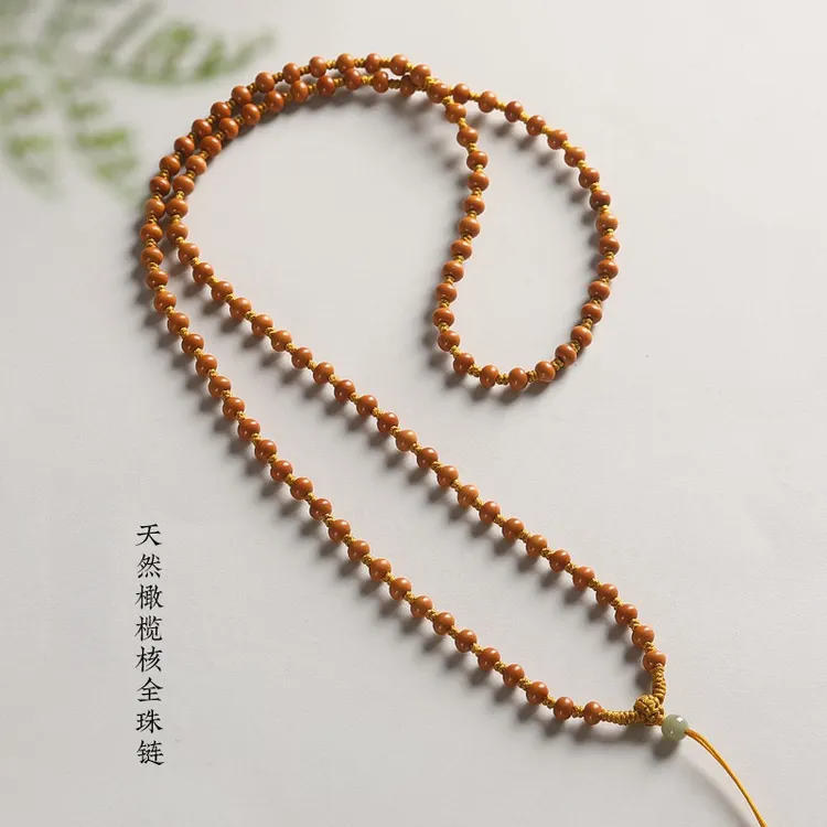 保真天然橄榄珠项链绳高档手工编织上等玉佩玉坠吊坠佛公挂绳编绳