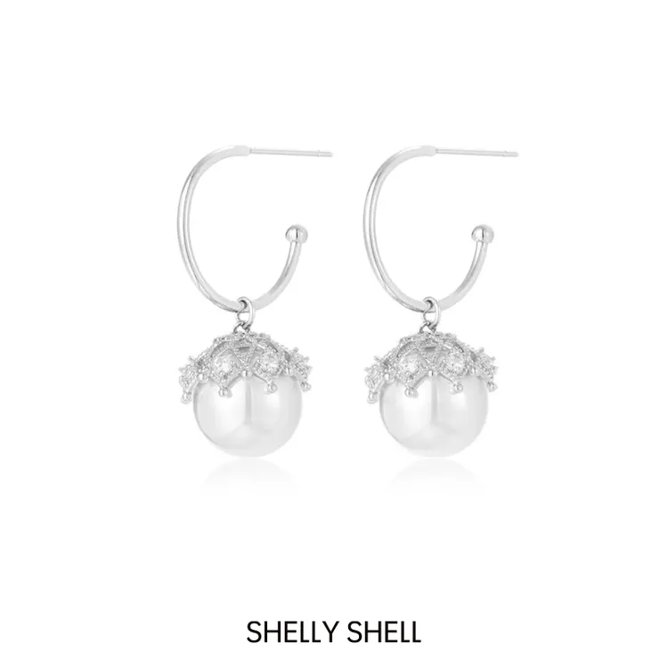 Shelly Shell 铜合金锆石耳饰 橡果耳钉 手工气质轻奢时尚2